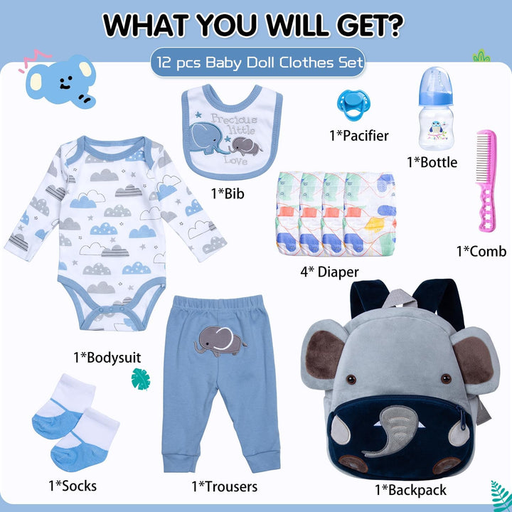 Juego de 12 piezas de accesorios de ropa de muñeca Reborn para muñe...