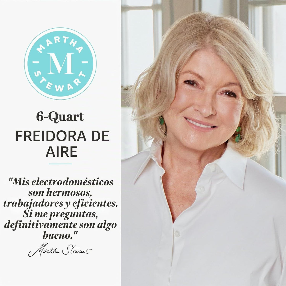 Martha Stewart Freidora de aire de 6 cuartos de galón, 6 preajustes, ahorro