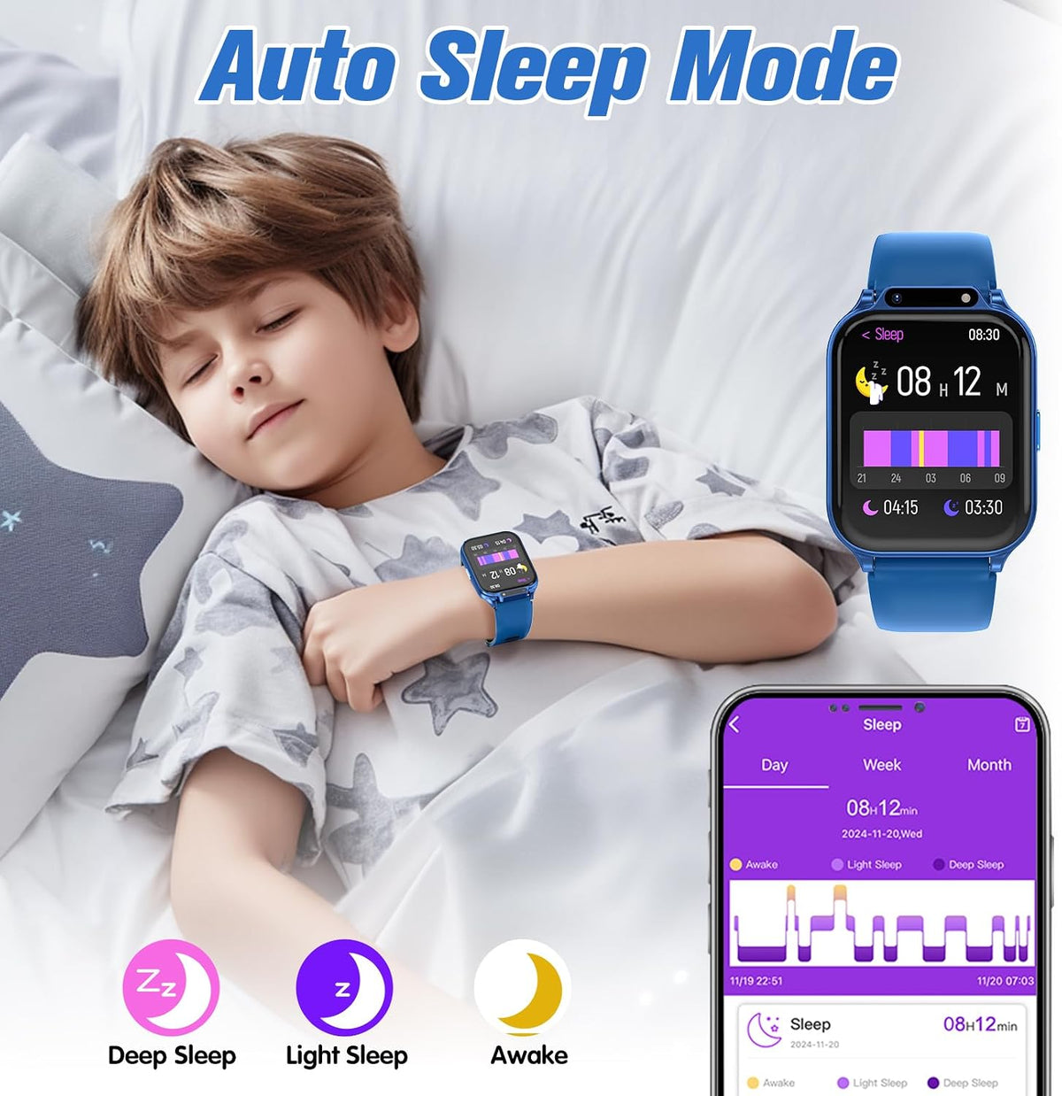 Reloj inteligente para niños de 1.85 pulgadas con rastreador de