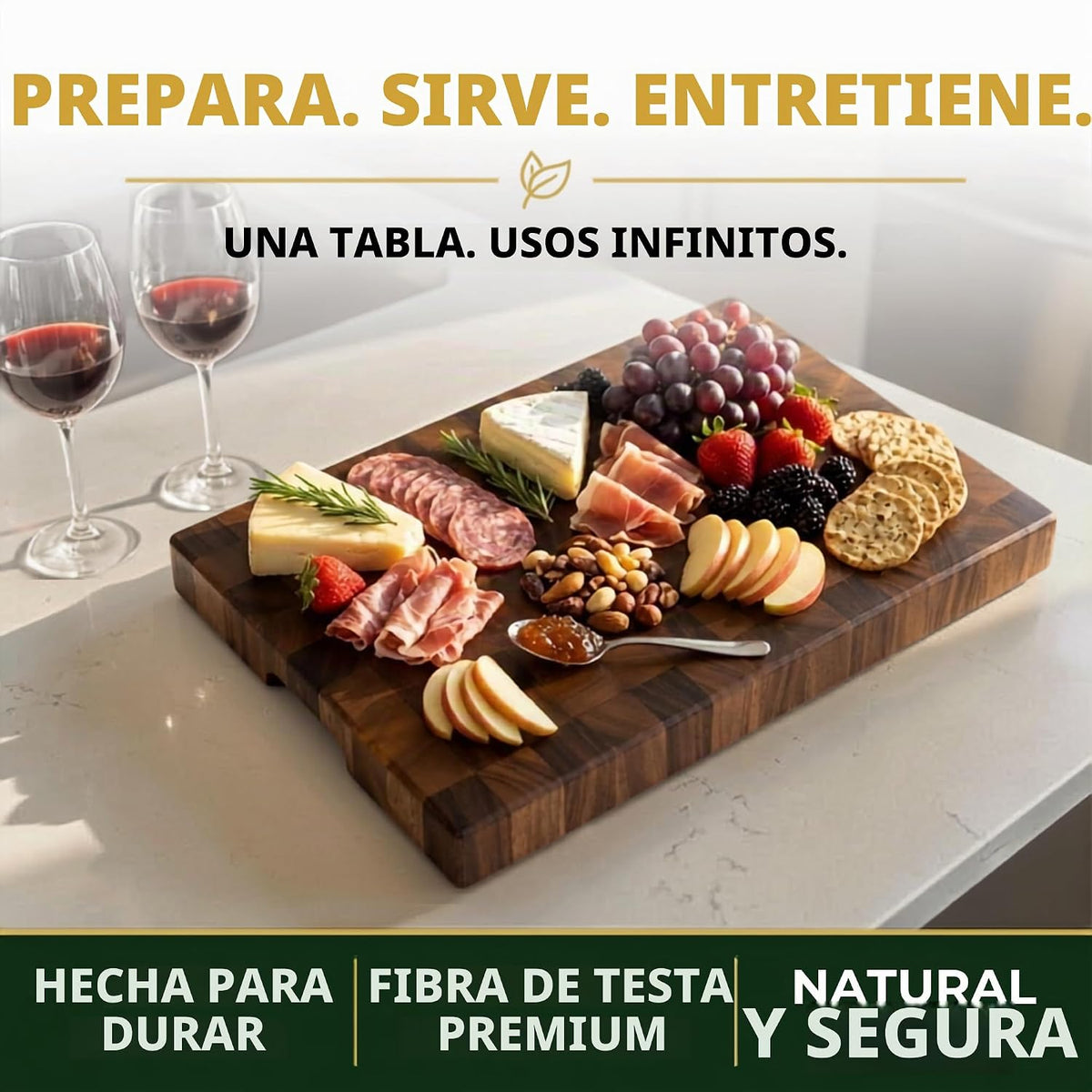 SHUMARU Tabla de cortar de grano final de 17.3 × 12.6 × 2 pulgadas, bloque de carnicero profesional de tamaño familiar, bloque de cortar de madera exótica gruesa, tabla de cortar de madera apta para