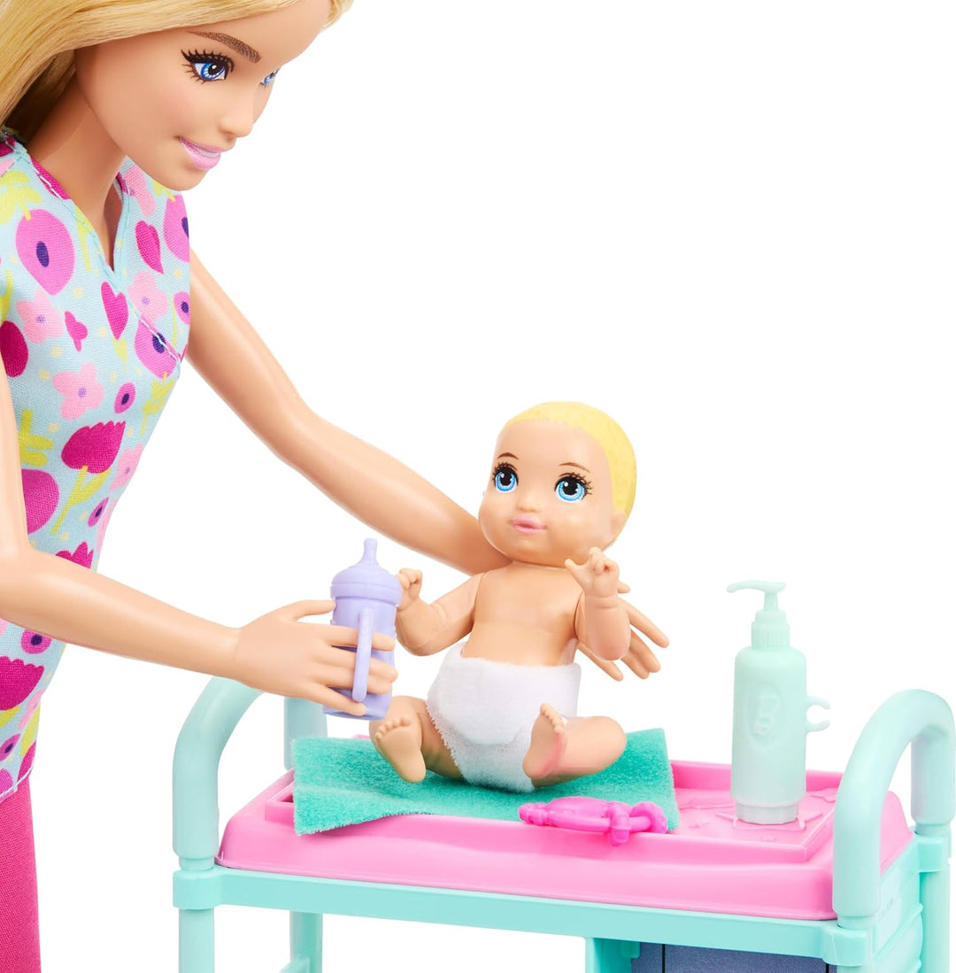 Barbie Careers - Juego de doctora de bebés con muñeca rubia de moda...