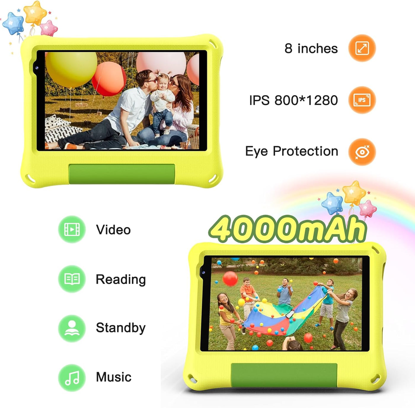 Tableta para niños de 8 pulgadas, Android 15, Octa-Core 12 GB de RA...