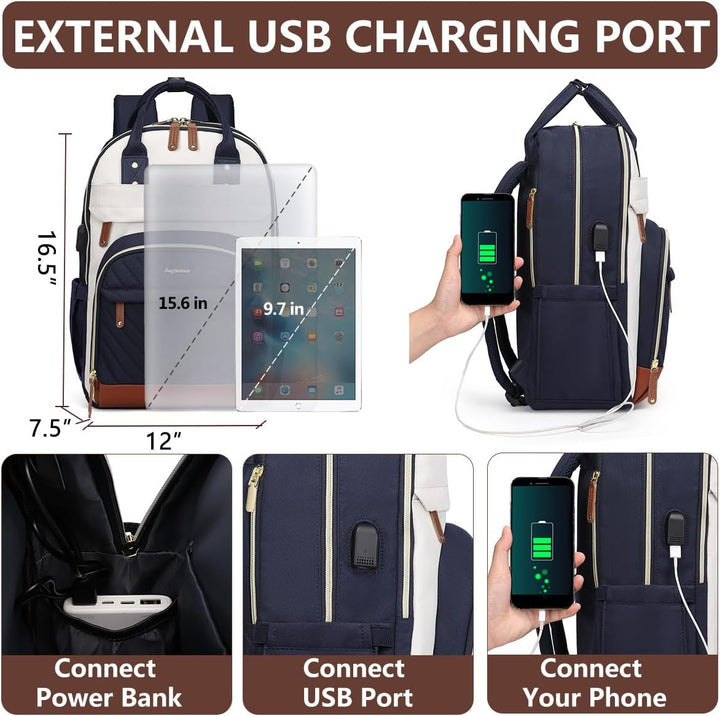 Mochila para laptop para mujer, se adapta a bolsa de laptop de 15.6...