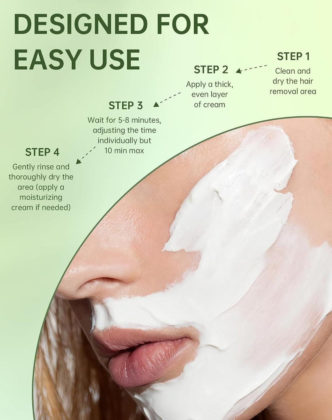 Crema depilatoria facial para mujeres, removedor de vello suave e i...