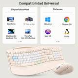 Combo de teclado y mouse inalámbricos, teclas onduladas de tamaño c...