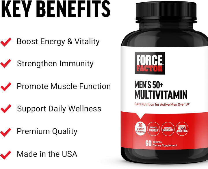 Force Factor Multivitamínico 50 Plus para hombres con 26 vitaminas...