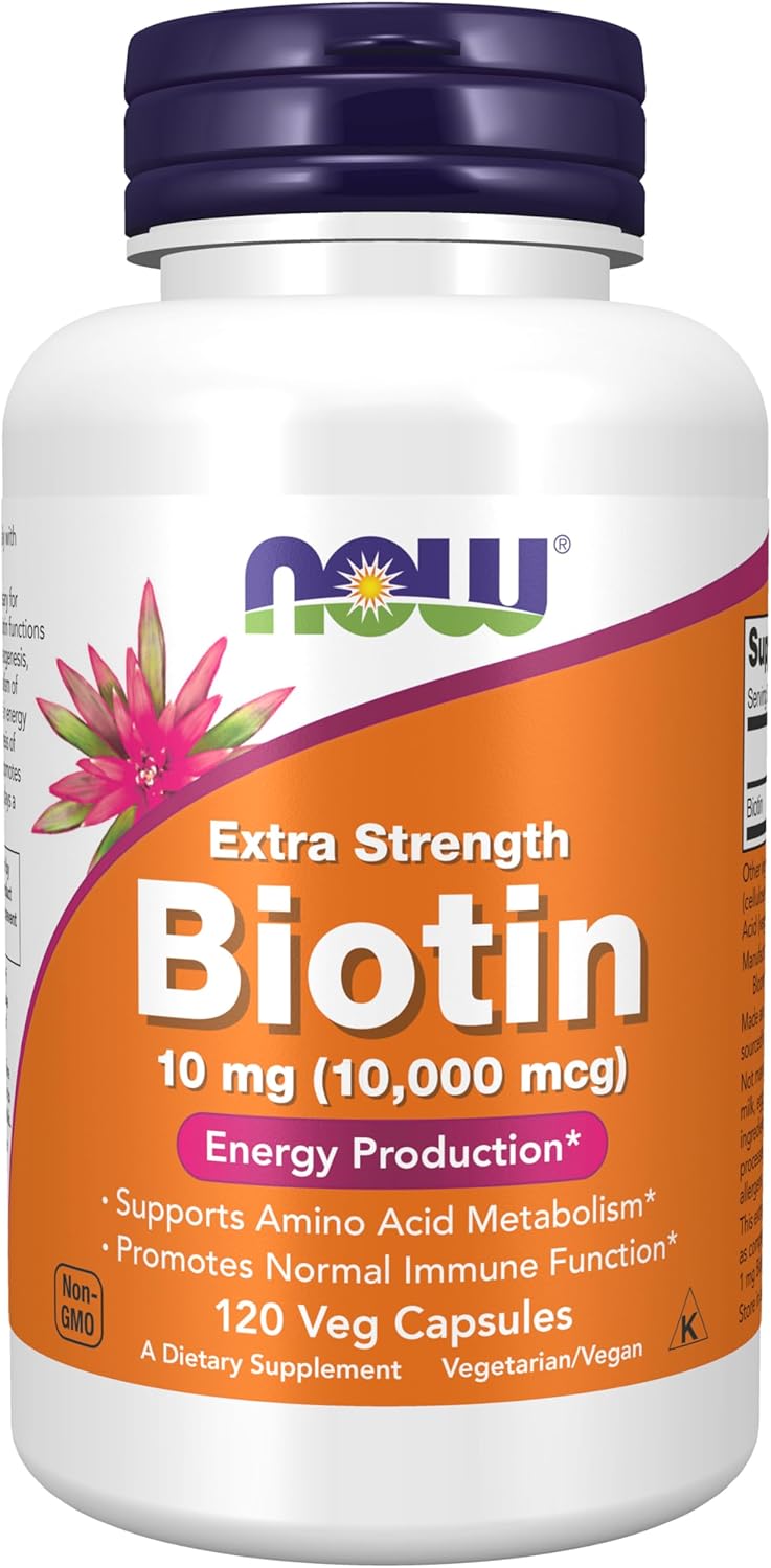 Suplemento energético de biotina (cápsulas veganas), de NOW Foods,...