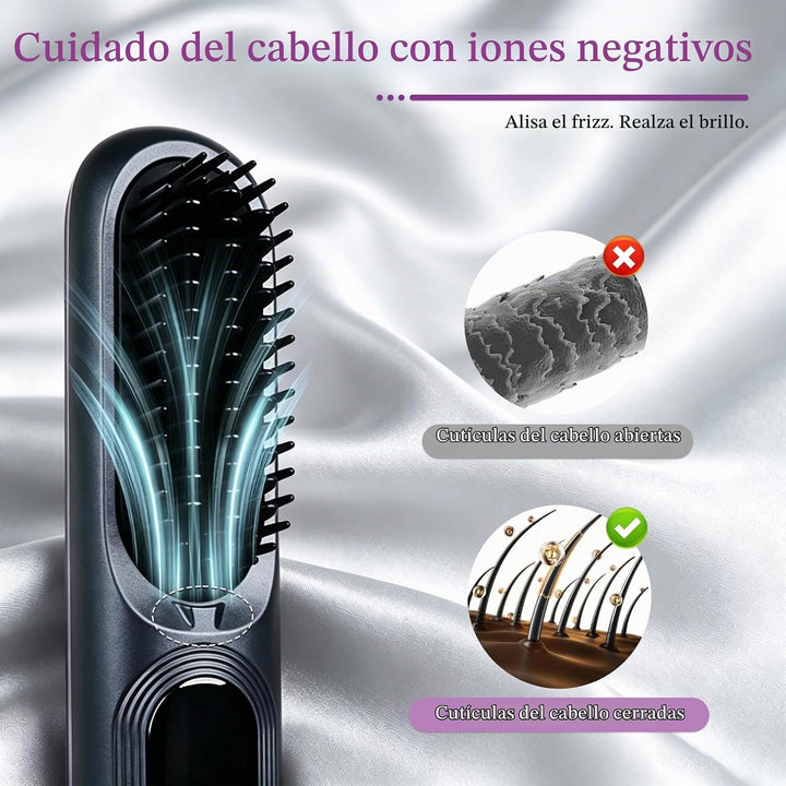 Cepillo alisador de pelo inalámbrico, 4 en 1, húmedo\/seco, iónico,...