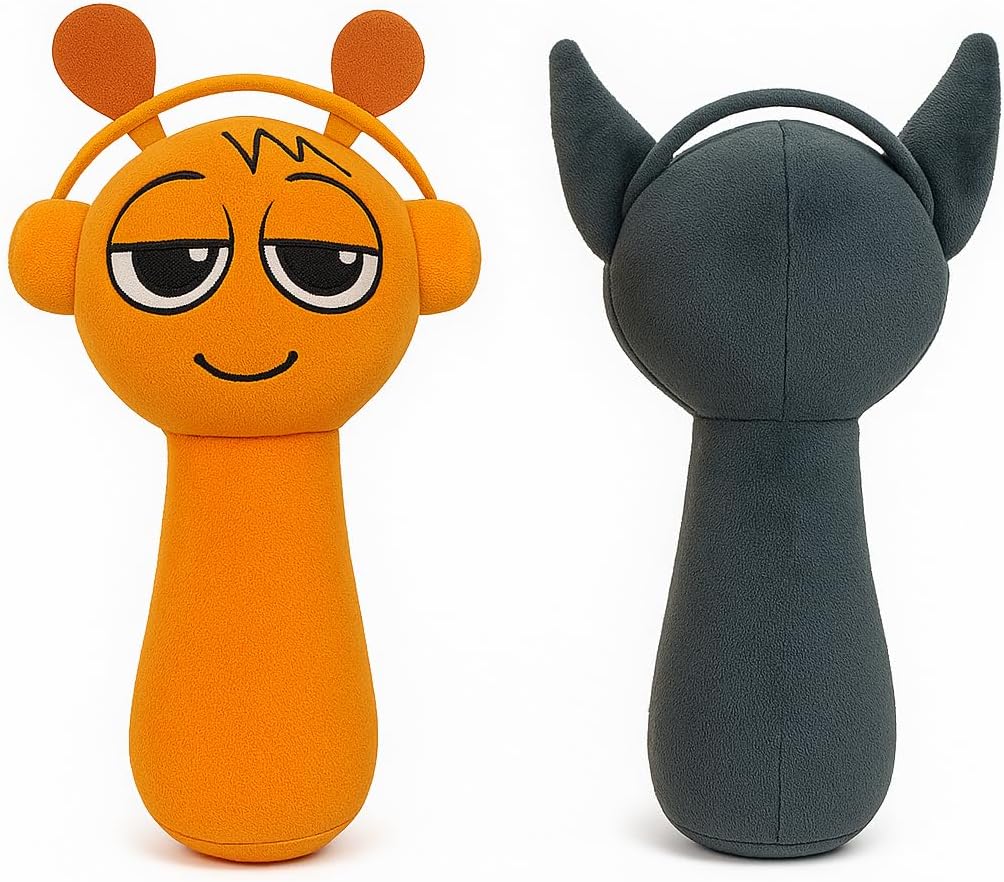 sprunki - Juego de 2 almohadas de peluche color gris