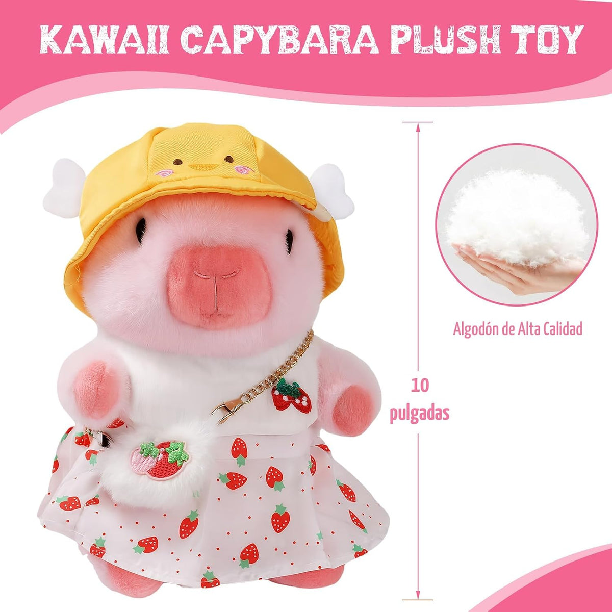 TITQWOP Bonito peluche Capybara de 10.2 pulgadas con 9 piezas