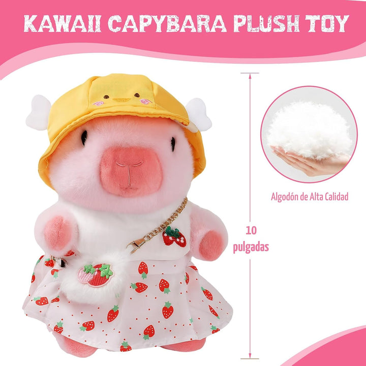 TITQWOP Bonito peluche Capybara de 10.2 pulgadas con 9 piezas de ro...