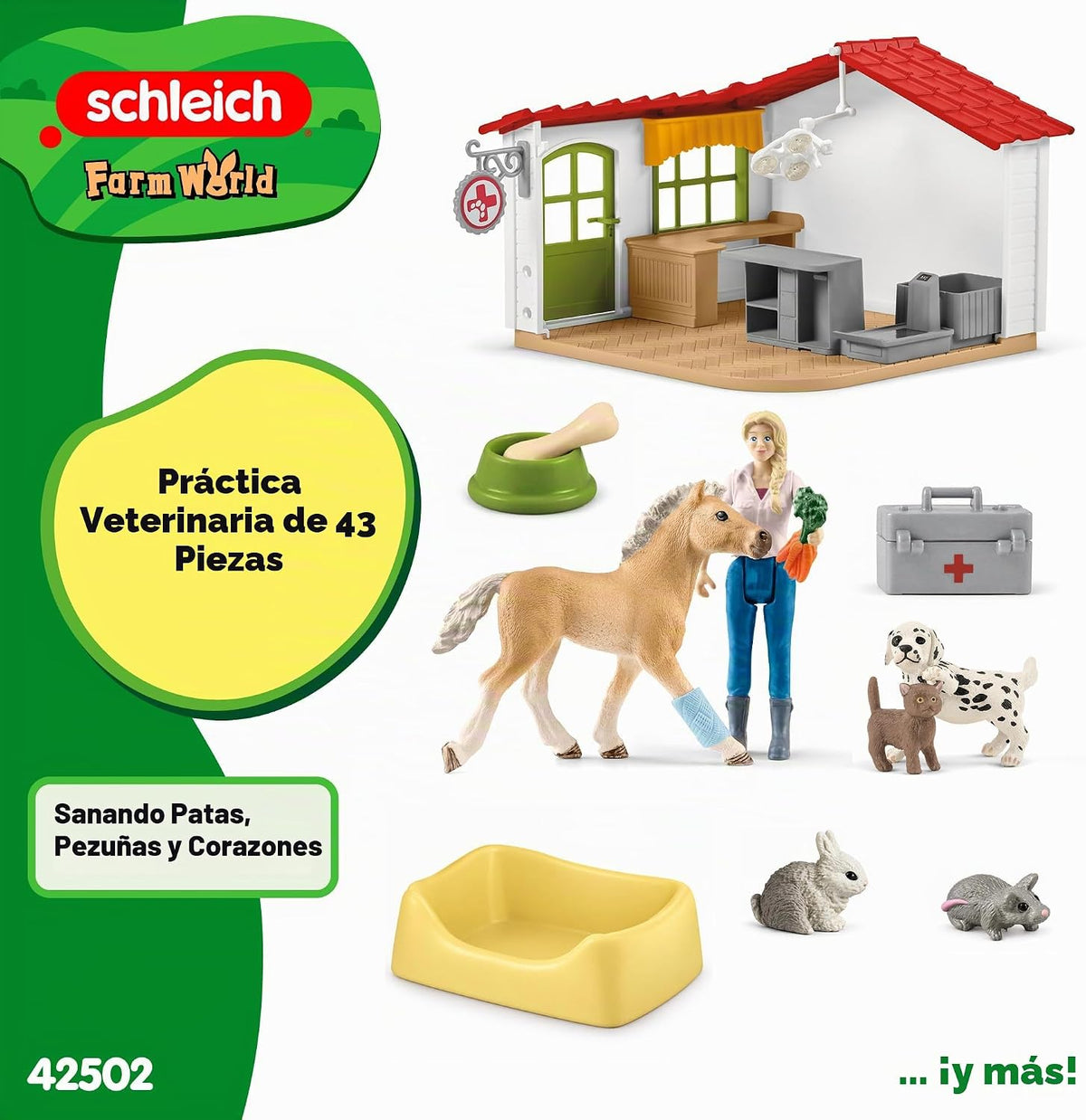 Schleich Farm World - 43Pc Veterinarian Practice con Pets | 42502