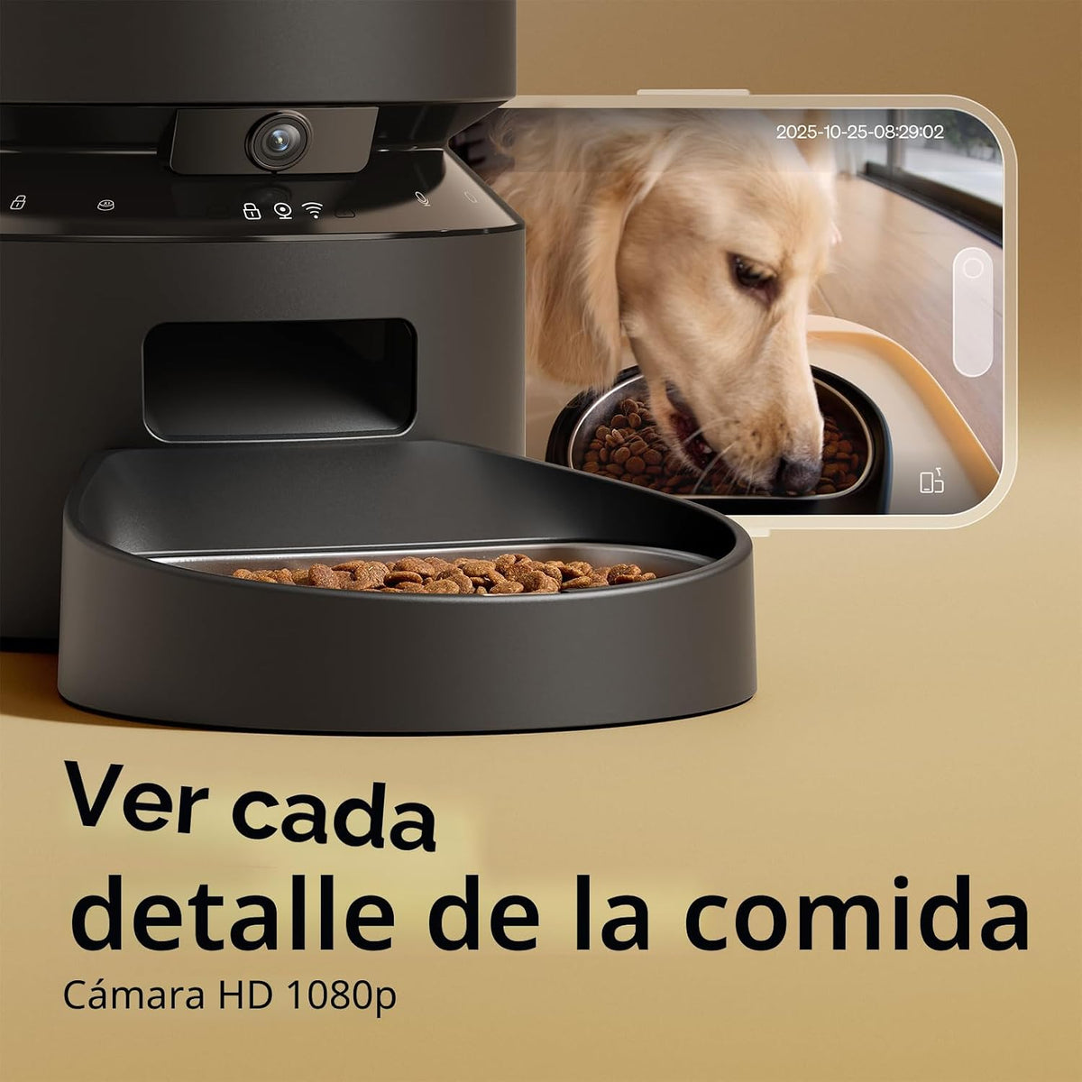 PETLIBRO Comedero automático para gatos con cámara, video HD 1080P con visión nocturna, alimentador WiFi 5G para mascotas con audio de 2 vías, sensor de bajo contenido de alimentos y bloqueo, alertas