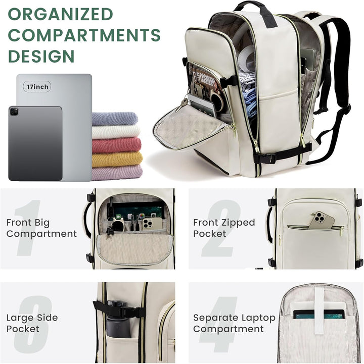 LOVEVOOK Mochila de viaje de mano, Beige-Negro, Mochilas de viaje
