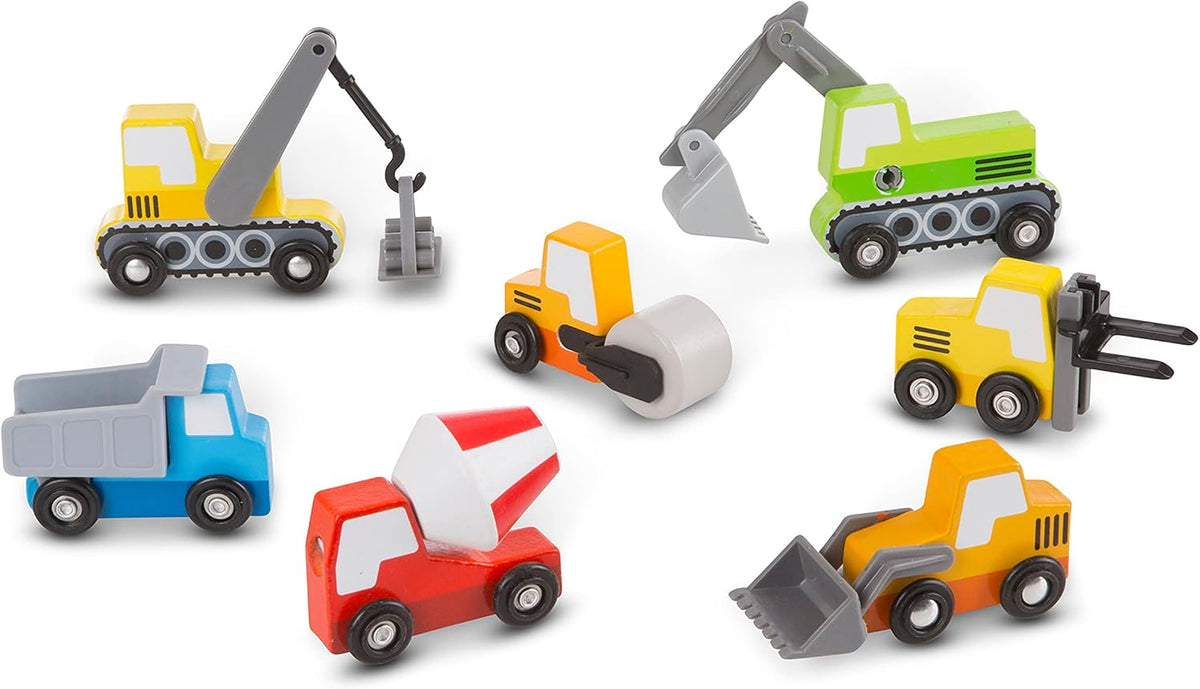 Melissa & Doug – de madera de construcción sitio Vehículos con bandeja de almacenamiento de madera (8 Pcs)