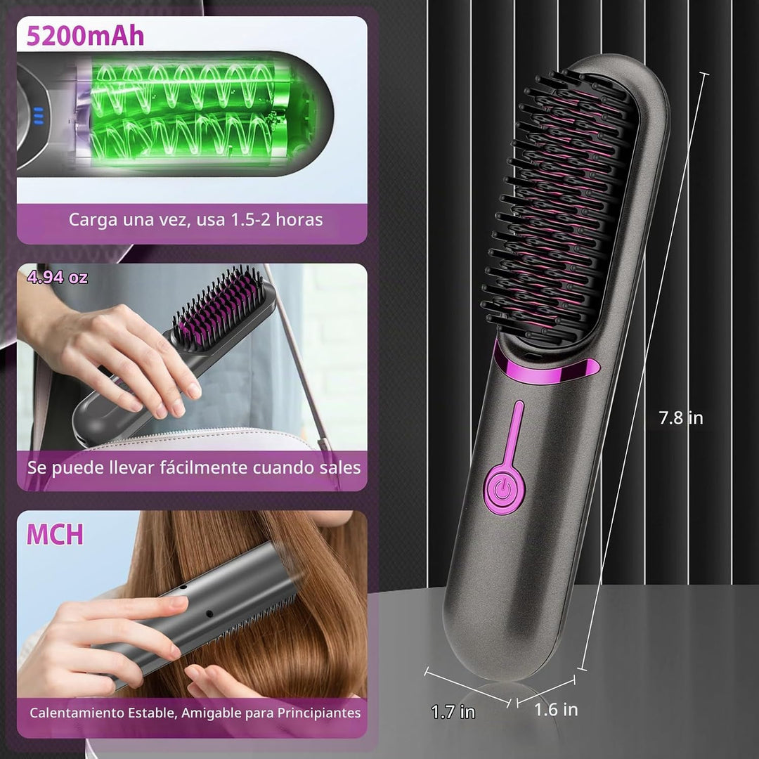 Unipampa Cepillo alisador de cabello 2 en 1, peine alisador de pelo...