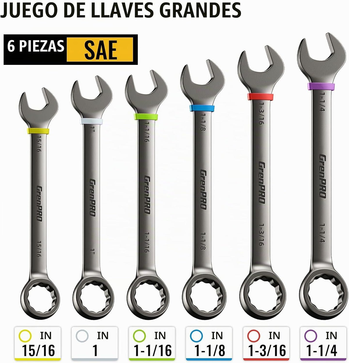 Juego de llaves SAE grandes de 15/16"-1-1/4", juegos de