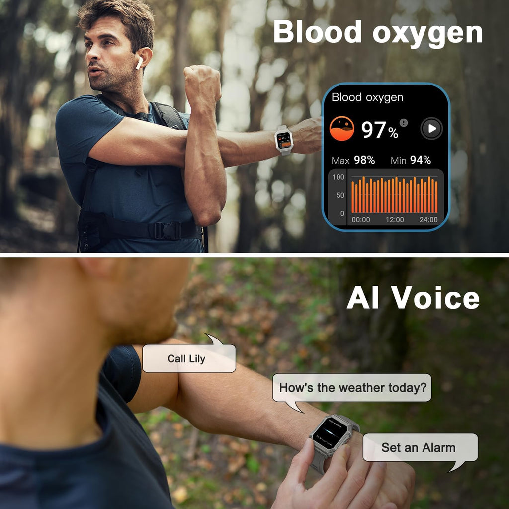 Reloj inteligente para hombre, rastreador de actividad física: relojes inteligentes militares para hombres, relojes digitales para hombre, marca/respuesta de llamadas, correr, resistente al agua, reloj inteligente, teléfonos Android, iPhone, Samsung