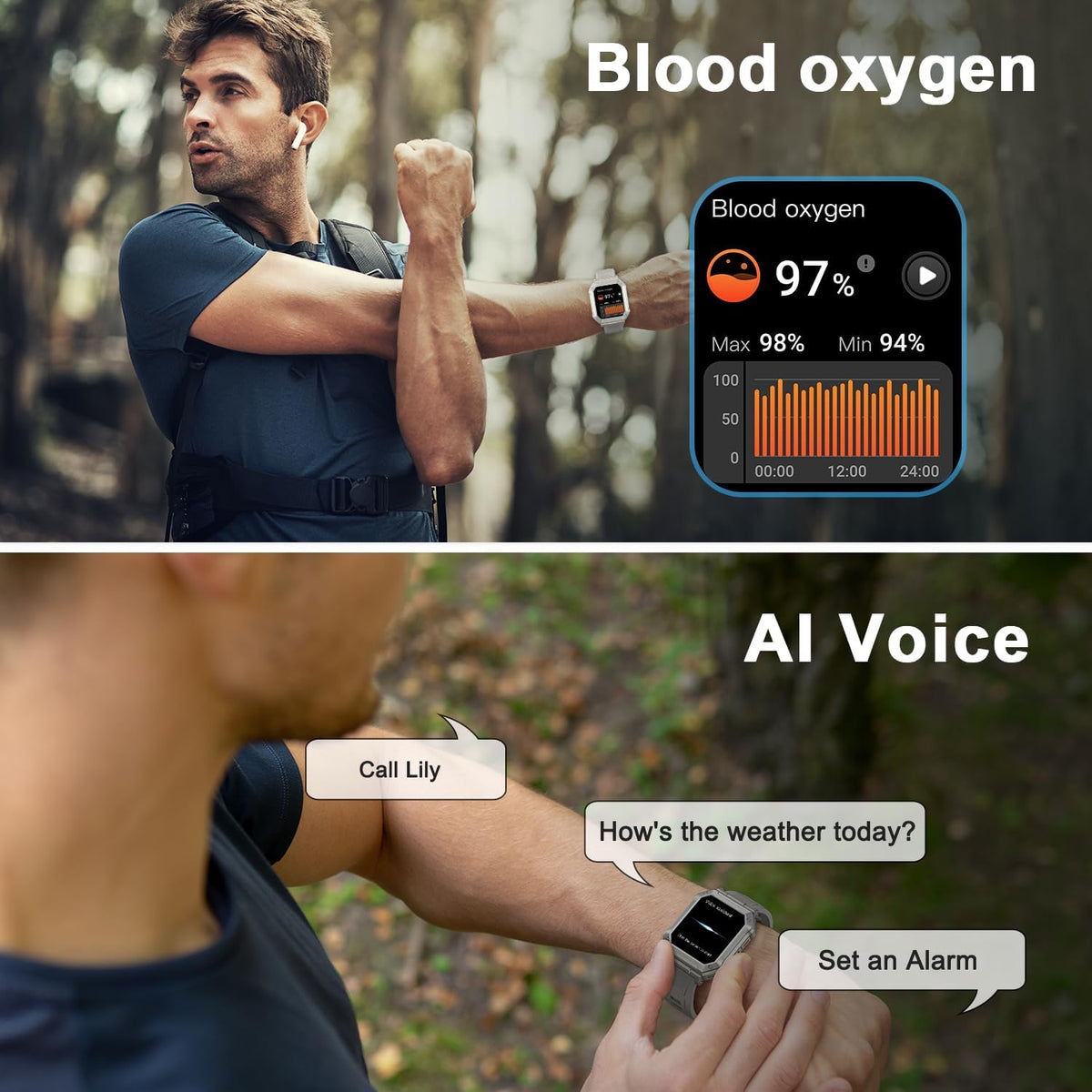 Reloj inteligente para hombre, rastreador de actividad física: relojes inteligentes militares para hombres, relojes digitales para hombre, marca/respuesta de llamadas, correr, resistente al agua, reloj inteligente, teléfonos Android, iPhone, Samsung