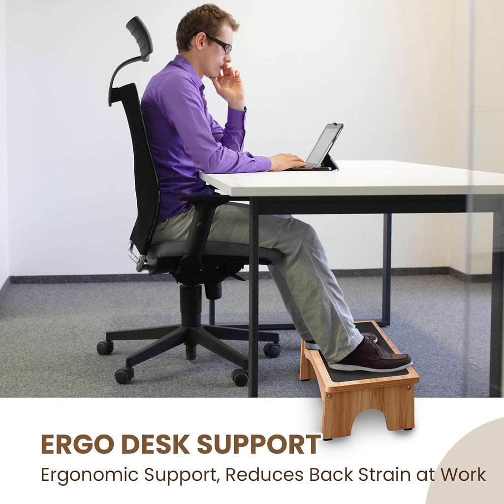 Lámpara StrongTek Taburete ergonómico de madera debajo del escritorio, 3 ángulos