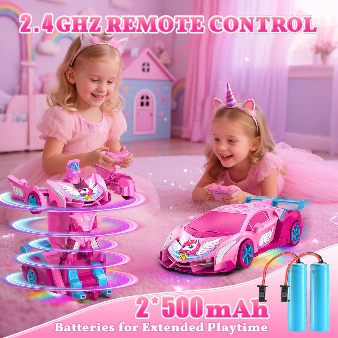 Coches RC Transformables de Unicornio para Niñas con Ojos de Arcoír...