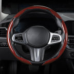Funda de volante de fibra de carbono, juego de accesorios para volante de coche con ajuste de 3 piezas, protector antideslizante con agarre envolvente, universal, rojo brillante