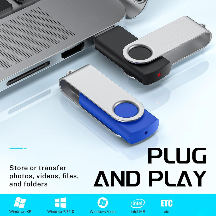 FEBNISCTE Paquete de 10 unidades flash de 64 GB, unidad de pulgar d...