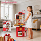 GEIYATOI Juego de cocina para niños de 34.5 pulgadas con estufa de vapor y