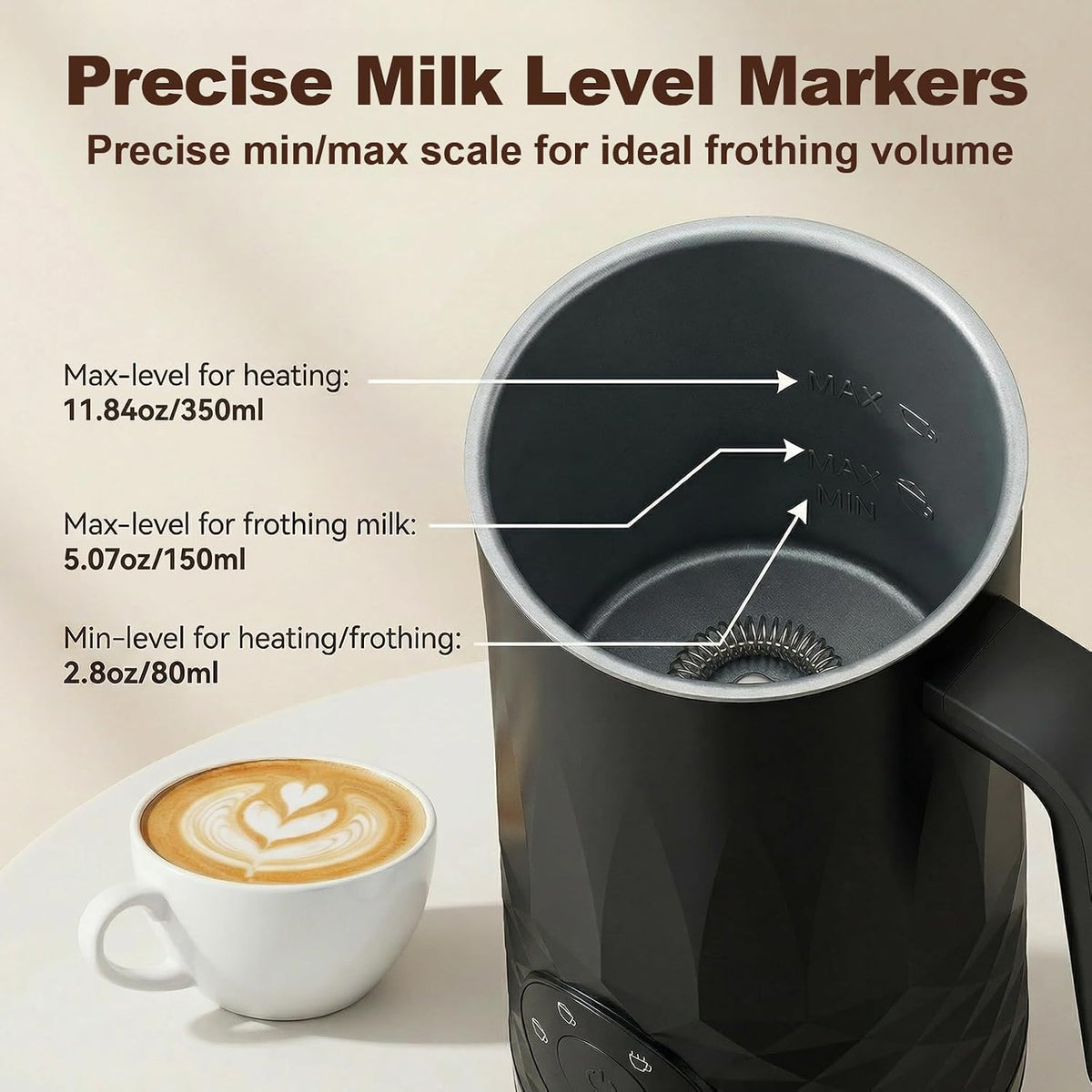 Espumador de leche, vaporizador de leche eléctrico 4 en 1, máquina de
