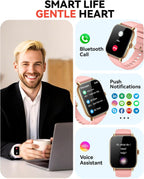 Relojes inteligentes para mujeres y hombres con contador de pasos, monitor de calorías de sueño, podómetro, impermeable IP68, reloj inteligente con más de 120 deportes para iPhone y Android (rosa)