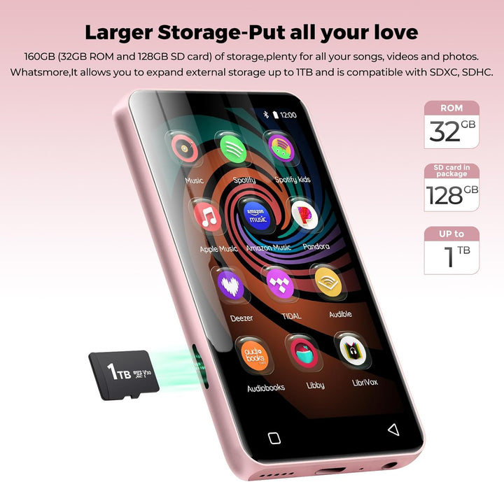 Reproductor de MP3 de 160 GB con Bluetooth y WiFi, reproductor de m...