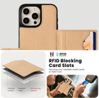 Funda de cuero Crossbody Wallet para iPhone 15 Pro - Beige