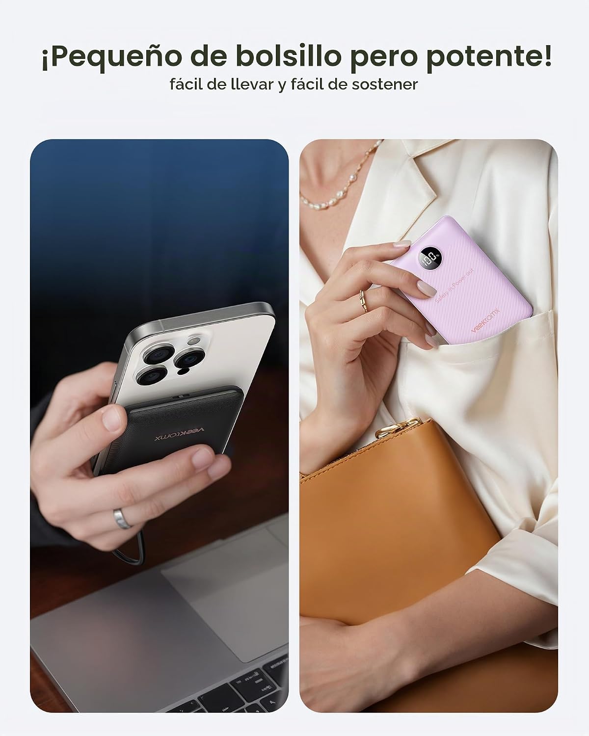 WeeFancy Cargador portátil pequeño de 10000 mAh, mini banco de ener...