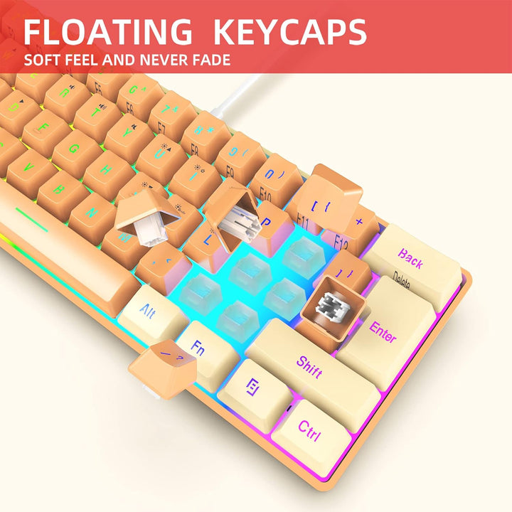 Snpurdiri - Teclado para videojuegos 60% con cable, retroiluminado...