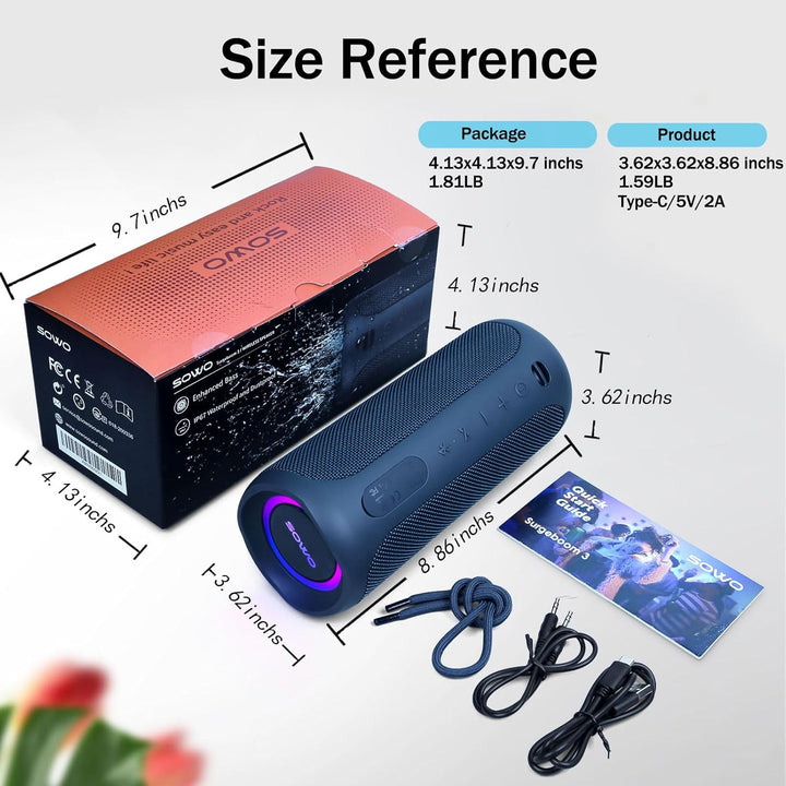 SOWO Altavoz Impermeable Bluetooth Inalámbrico - Altavoz Portátil P...