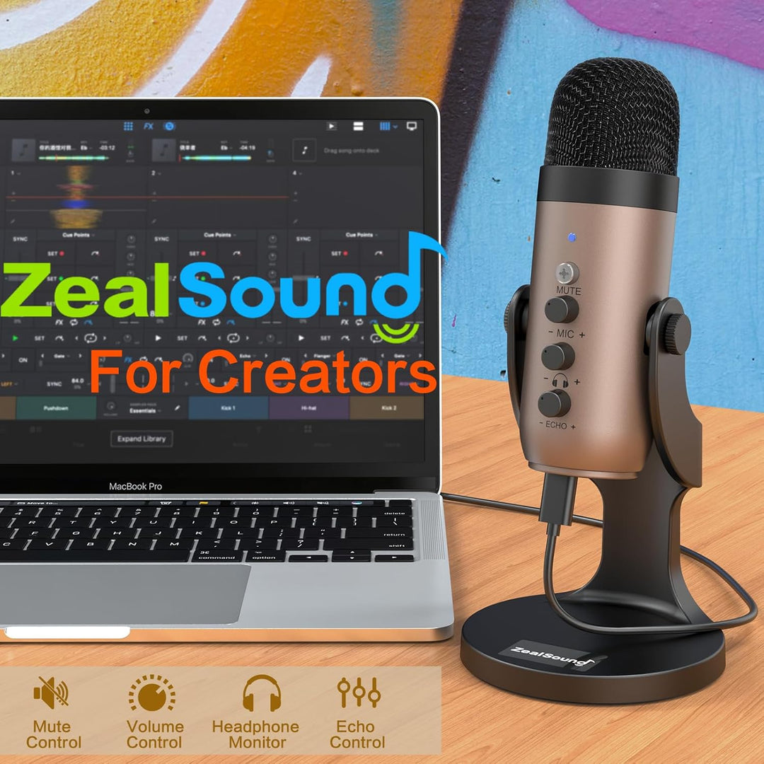 ZealSound Micrófono USB, micrófono condensador de computadora, micr...
