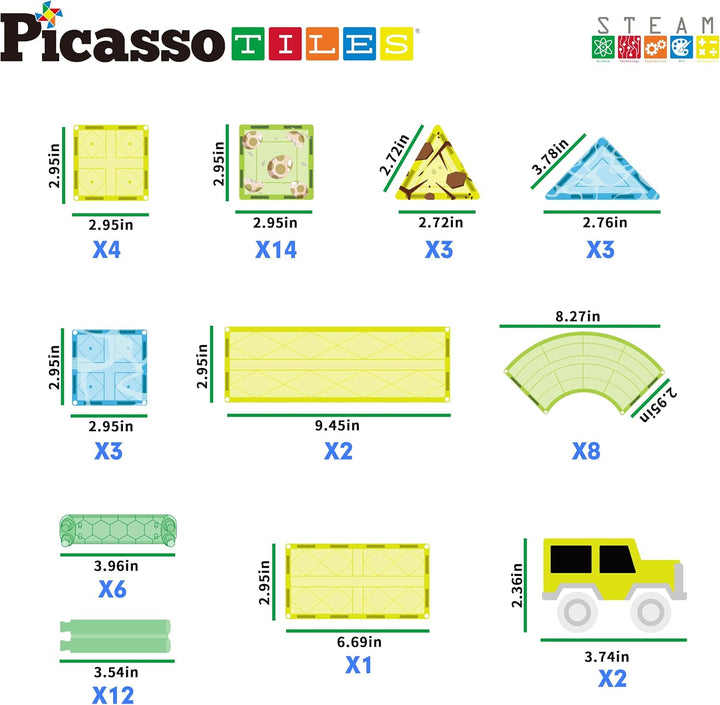 PicassoTiles PTR02 - Azulejos magnéticos de dinosaurio con 8 imanes...