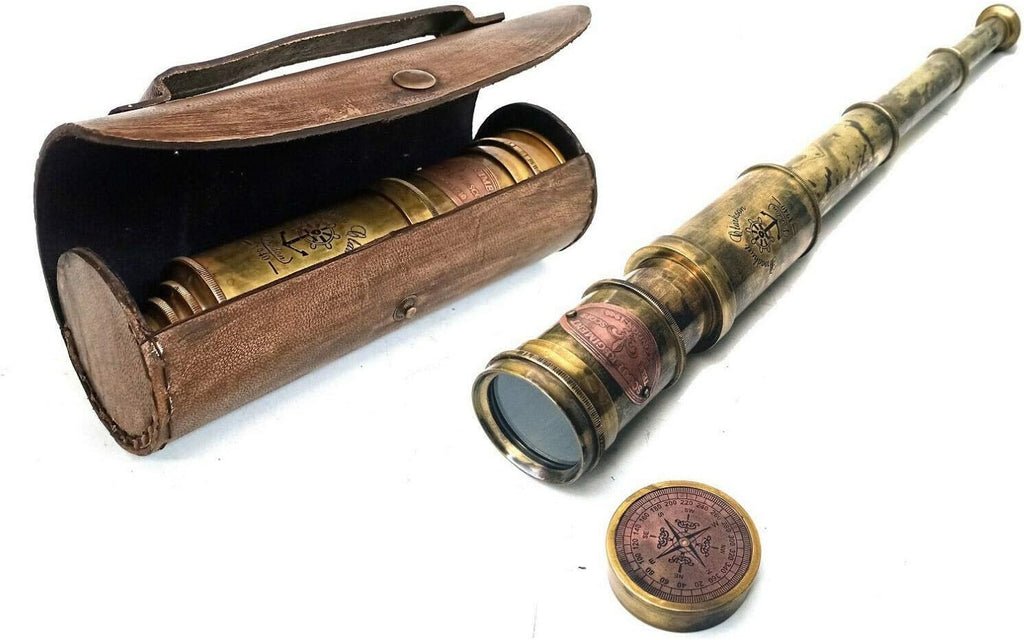 Telescopio de latón del Regimiento de Exploradores 19" Londres 1940 Broadhurt Clarkson Réplica antigua catalejo de espía Alcance de alta resolución Lente DF Magnificación brillante (Explorador -19")