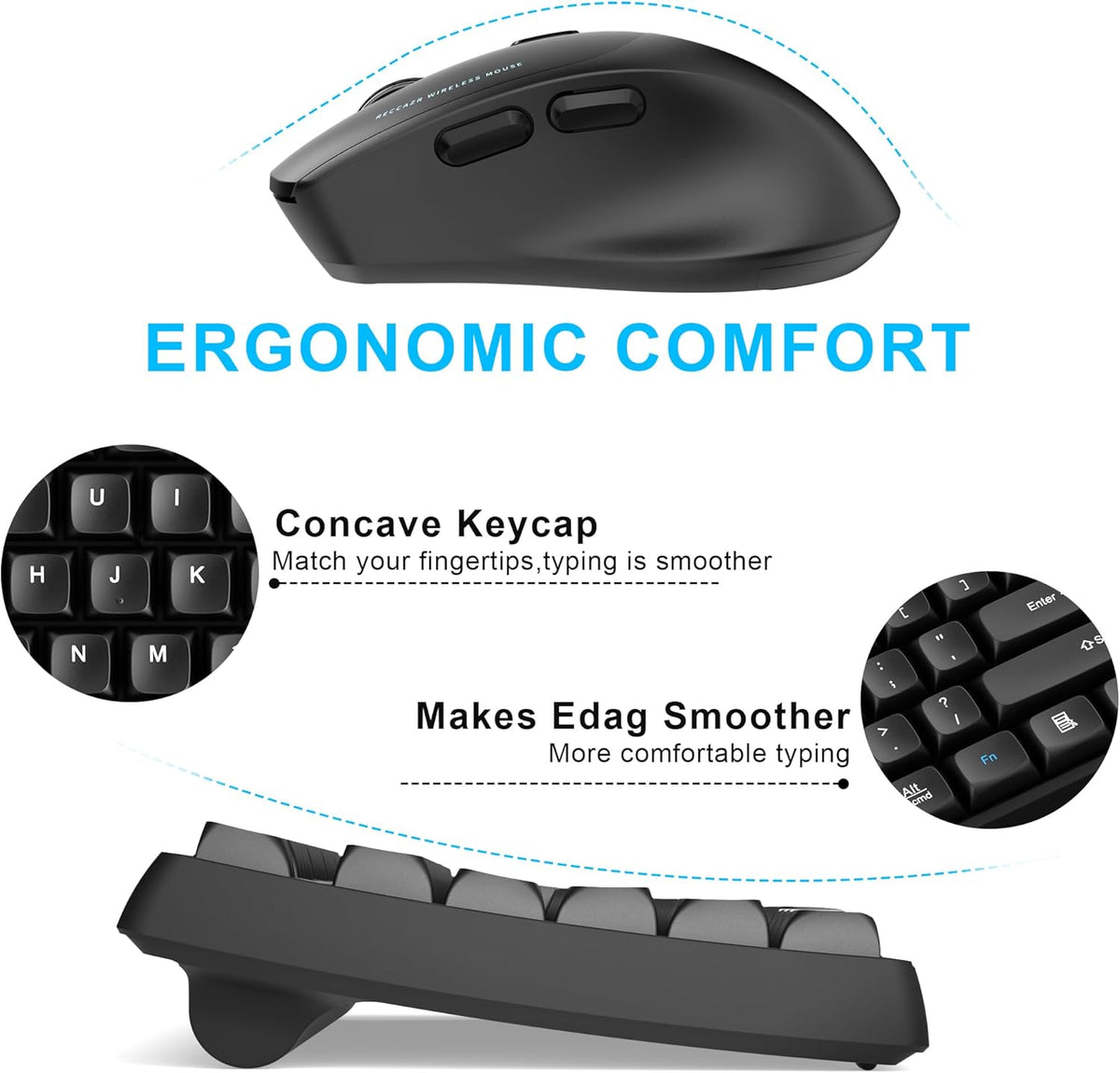Combo de teclado y ratón inalámbrico con reposamuñecas