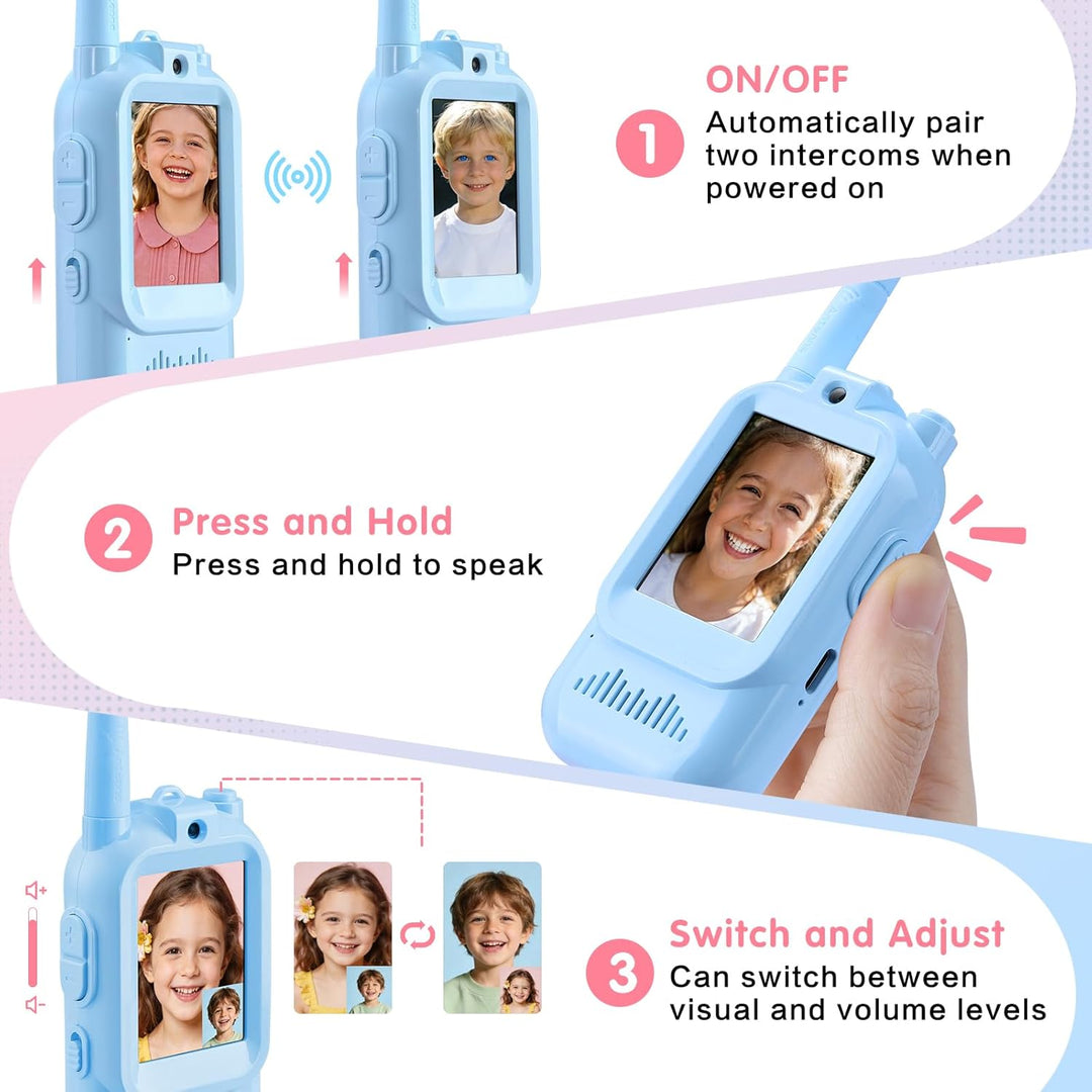 Walkie Talkies de video para niños paquete de 2 walkie