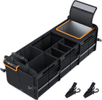 HEYTRIP Organizador grande de maletero con bolsa térmica integrada a prueba de fugas, 2 correas de sujeción, 4 divisores extraíbles, funda plegable, construido con tablero de PE de 2 mm