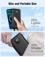 AsperX Paquete de 2 cargadores portátiles de 10000 mAh con cables i...