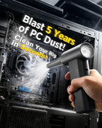 Plumero de aire comprimido 2 en 1 y aspiradora de automóvil recargable inalámbrica, 160000 RPM plumero de aire eléctrico, mini aspiradora de aluminio para PC, computadora, hogar, exteriores y