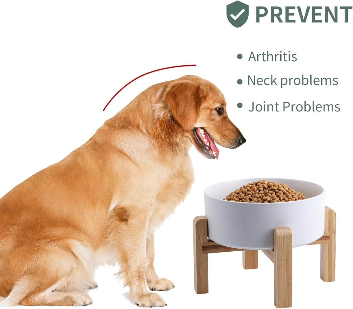 Cuenco de cerámica elevado o elevado para perros de razas pequeñas y medianas, cuenco de agua con soporte, plato de alimentación de mascotas pesado antideslizante de 6 pulgadas, 3.6 tazas
