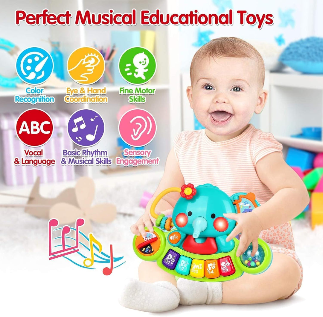 Piano de juguete para bebés de 6 a 12 meses, música iluminada, jugu...