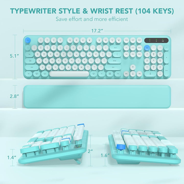 Teclado inalámbrico, teclas redondas, teclado de máquina de escribi...