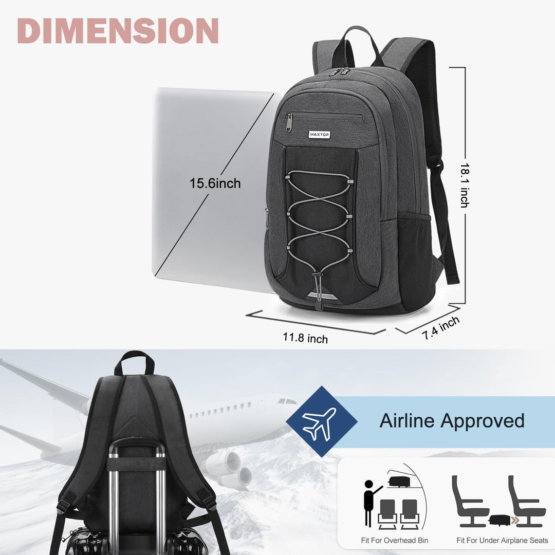 MAXTOP Mochila de viaje para laptop con puerto de carga USB, resist...