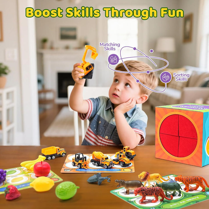 JoyCat Montessori - Caja de clasificación sensorial con 48 objetos...