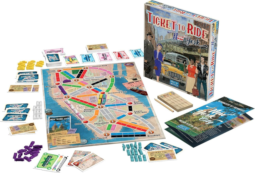 Asmodee Ticket to Ride New York Juego de Mesa - Juego de estrategia de construcción de rutas de tren, divertido juego familiar para niños y adultos, edades 8+, 2-4 jugadores, tiempo de juego de 10-15