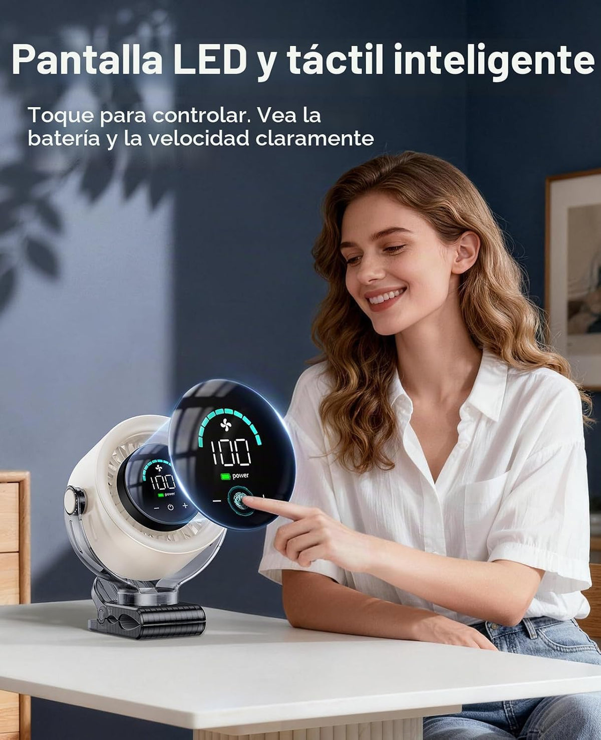 KIMMOO Ventilador portátil recargable de 4000 mAh, control táctil d...